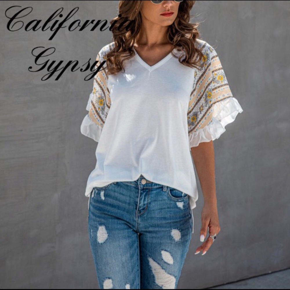 LAST ONE Chiffon Flutter Sleeve Blouse - Picture 6 of 7